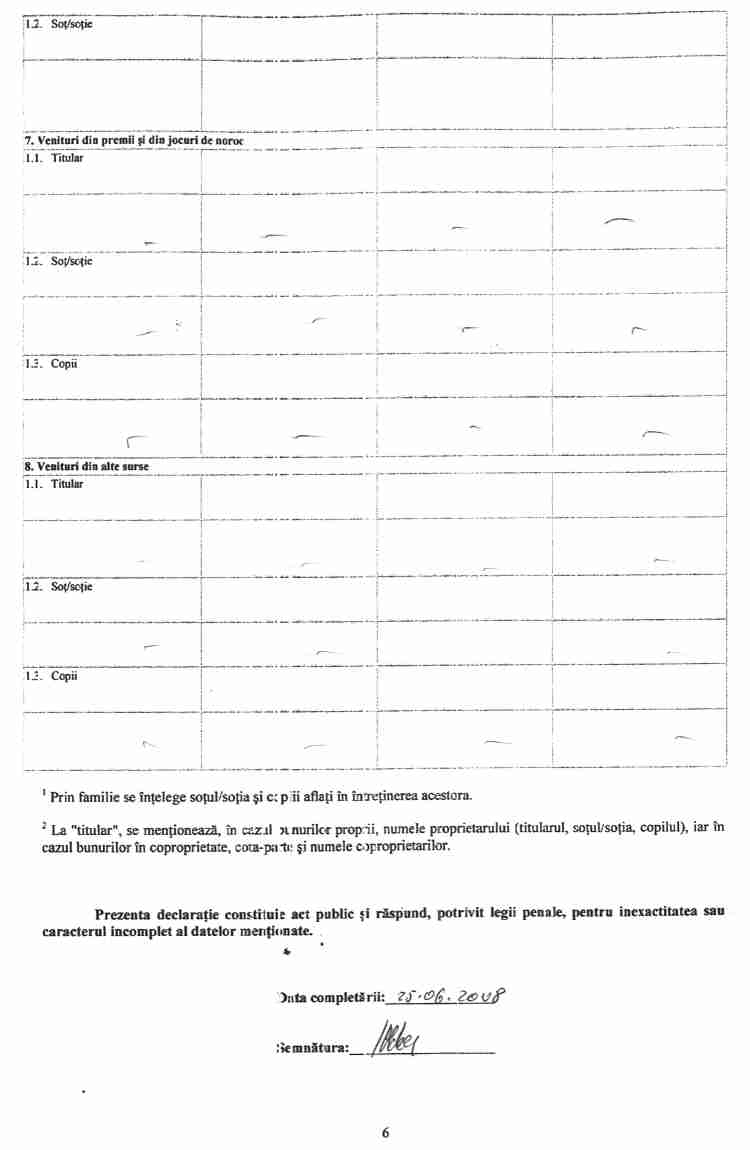 Declaratia de avere si de interese din data 30.06.2008 - pagina 6 din 6