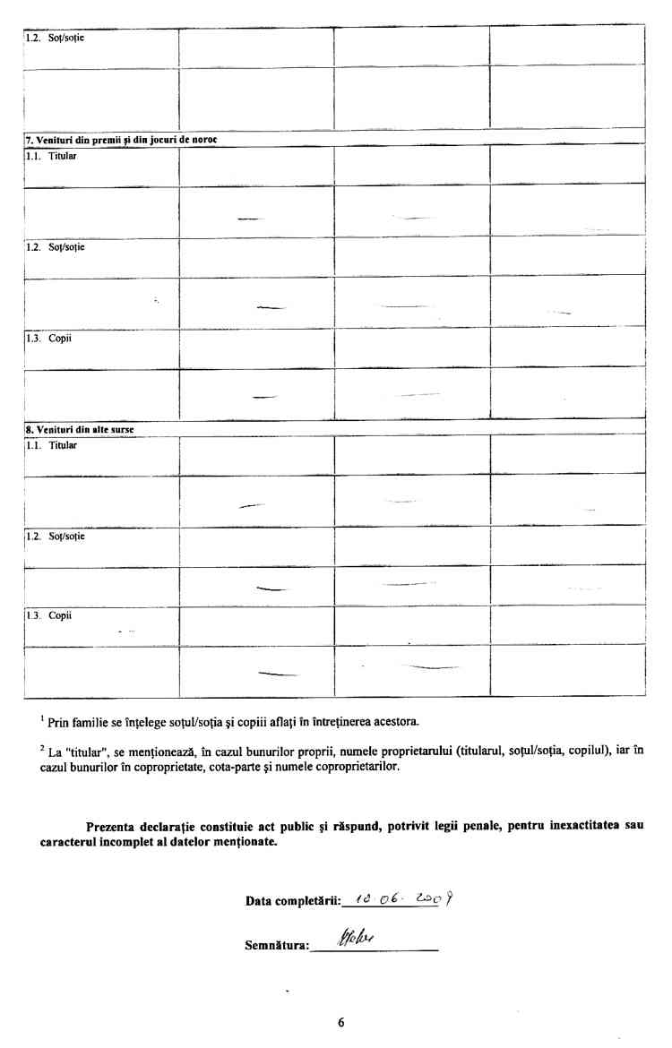 Declaratia de avere si de interese din data 23.03.2009 - pagina 6 din 7