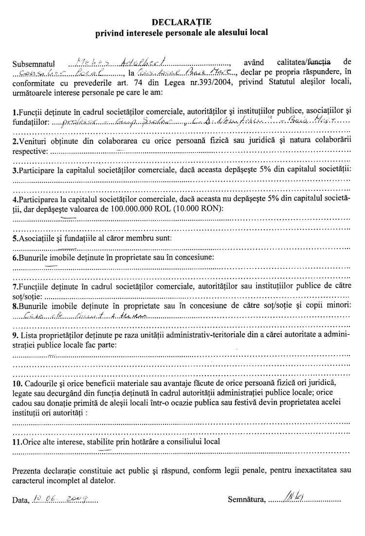 Declaratia de avere si de interese din data 23.03.2009 - pagina 7 din 7