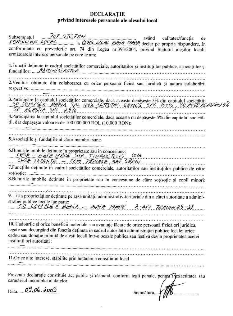 Declaratia de avere si de interese din data 23.03.2009 - pagina 7 din 7