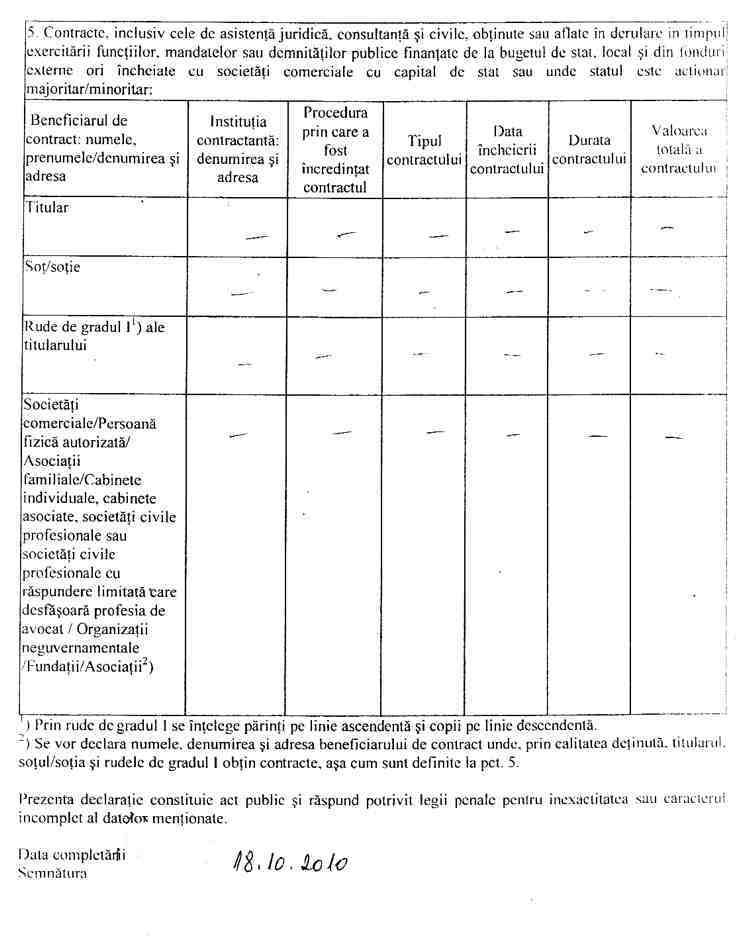 Declaratia de avere si de interese din data 22.06.2010 - pagina 6 din 6