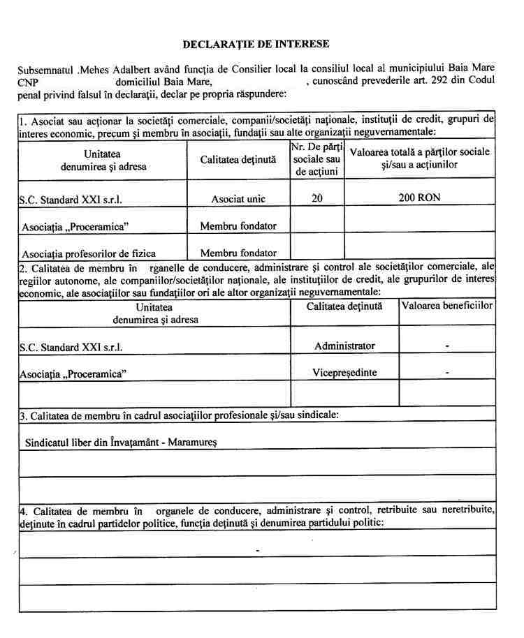 Declaratia de avere si de interese din data 03.06.2011 - pagina 6 din 7