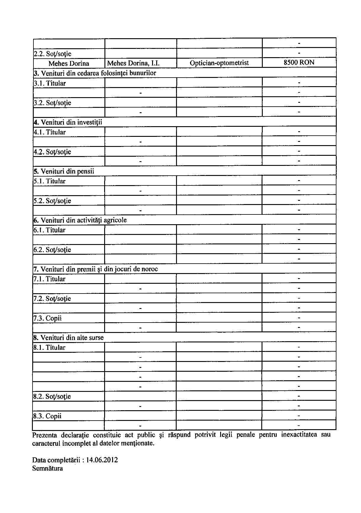 Declaratia de avere si de interese din data 18.06.2012 - pagina 4 din 6