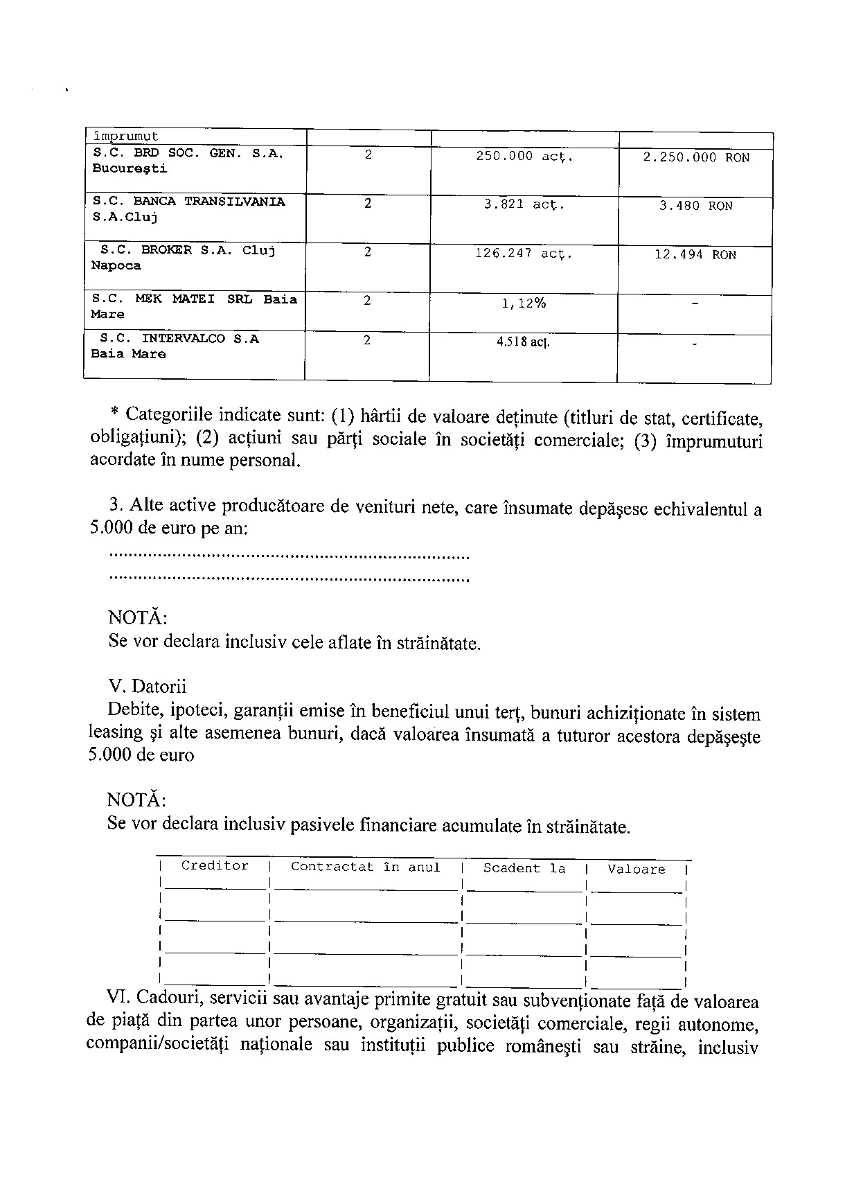 Declaratia de avere si de interese din data 12.07.2012 - pagina 4 din 8