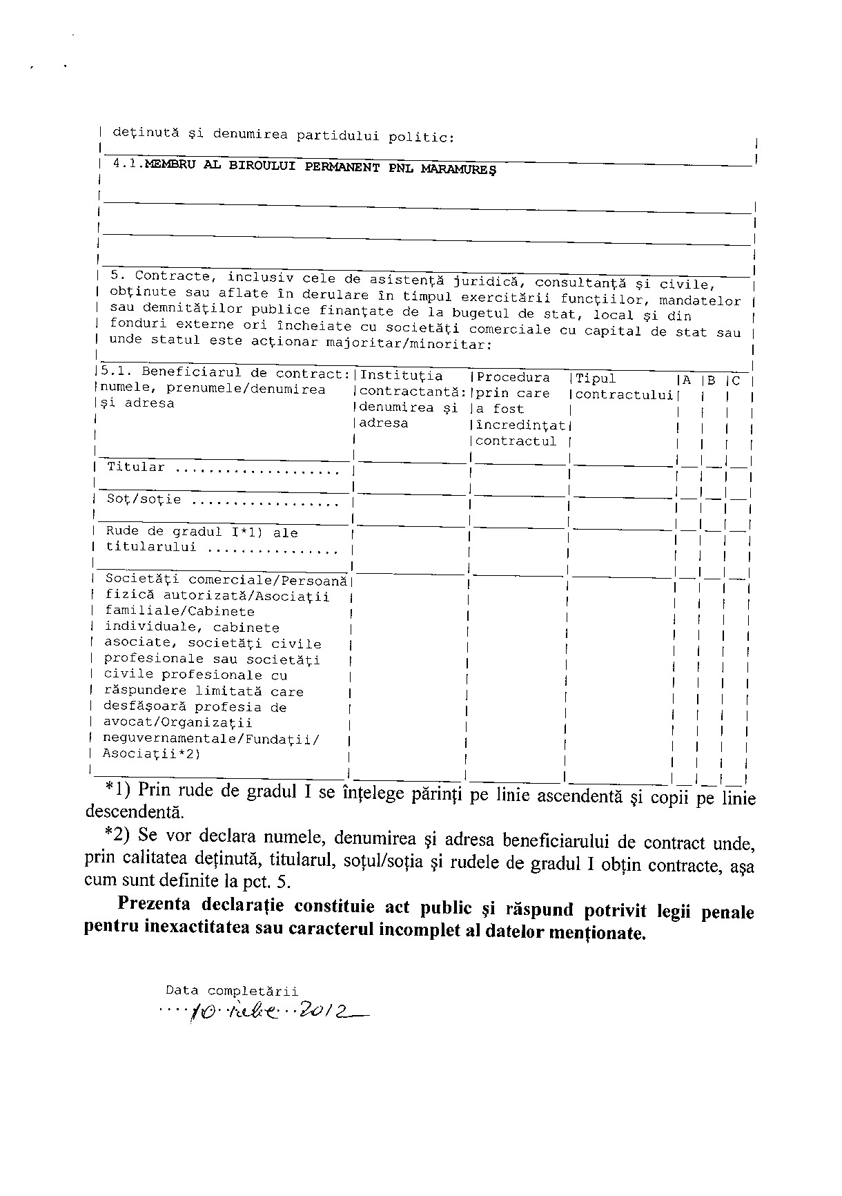 Declaratia de avere si de interese din data 12.07.2012 - pagina 8 din 8