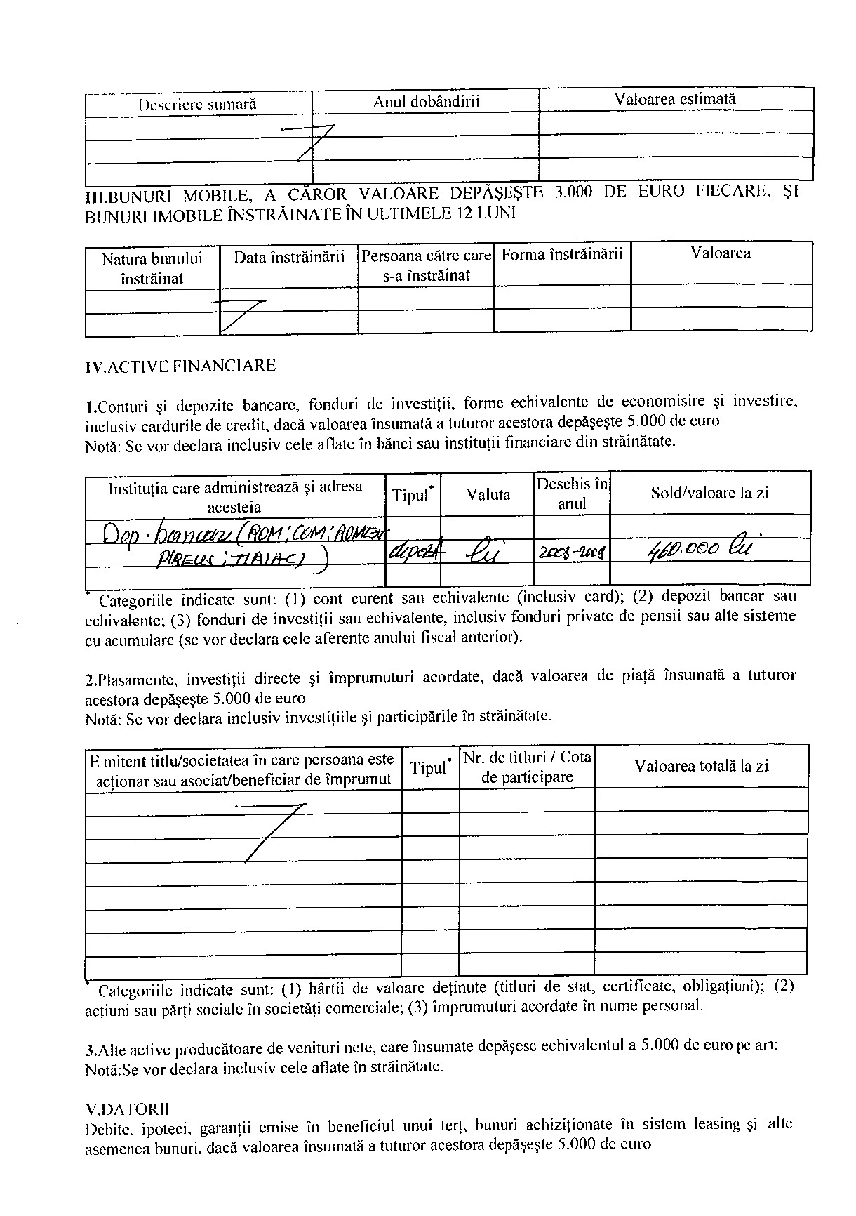 Declaratia de avere si de interese din data 12.07.2012 - pagina 2 din 6