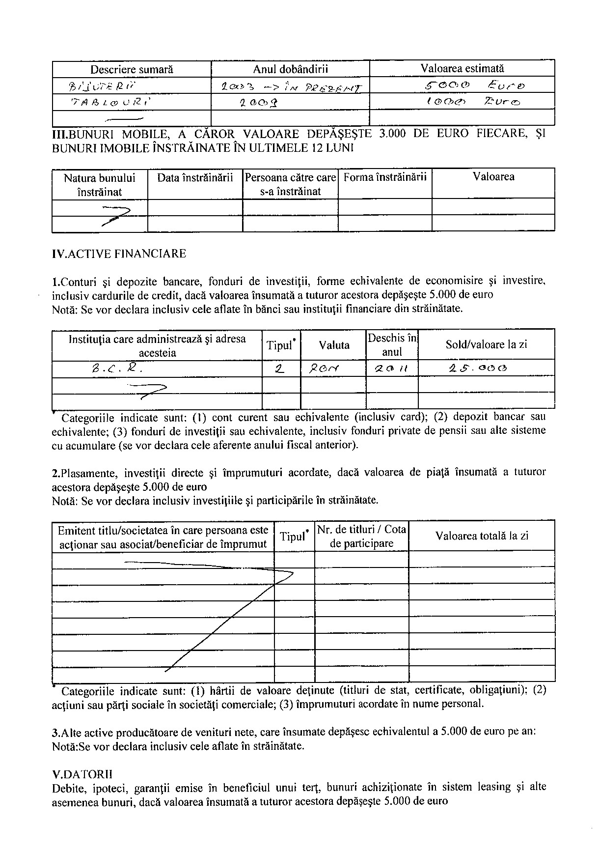 Declaratia de avere si de interese din data 12.07.2012 - pagina 2 din 6