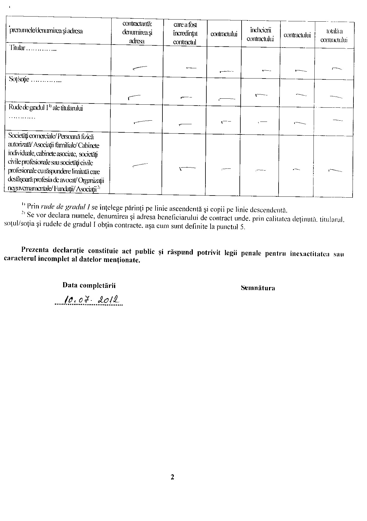 Declaratia de avere si de interese din data 12.07.2012 - pagina 8 din 8